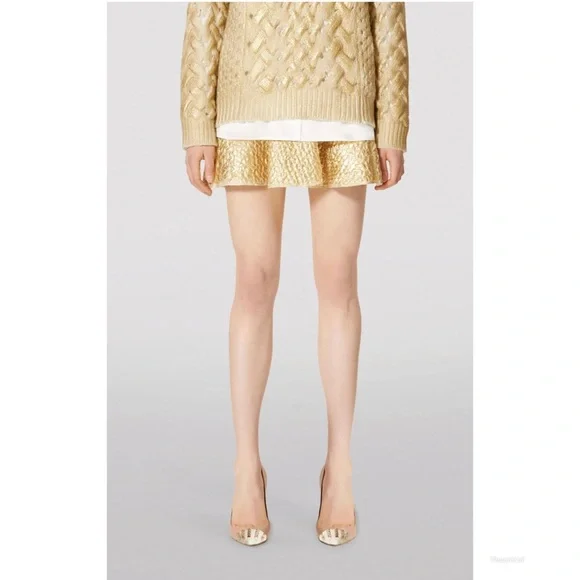 Valentino Garavani Skirts Valentino Gold Foil Metallic Knit